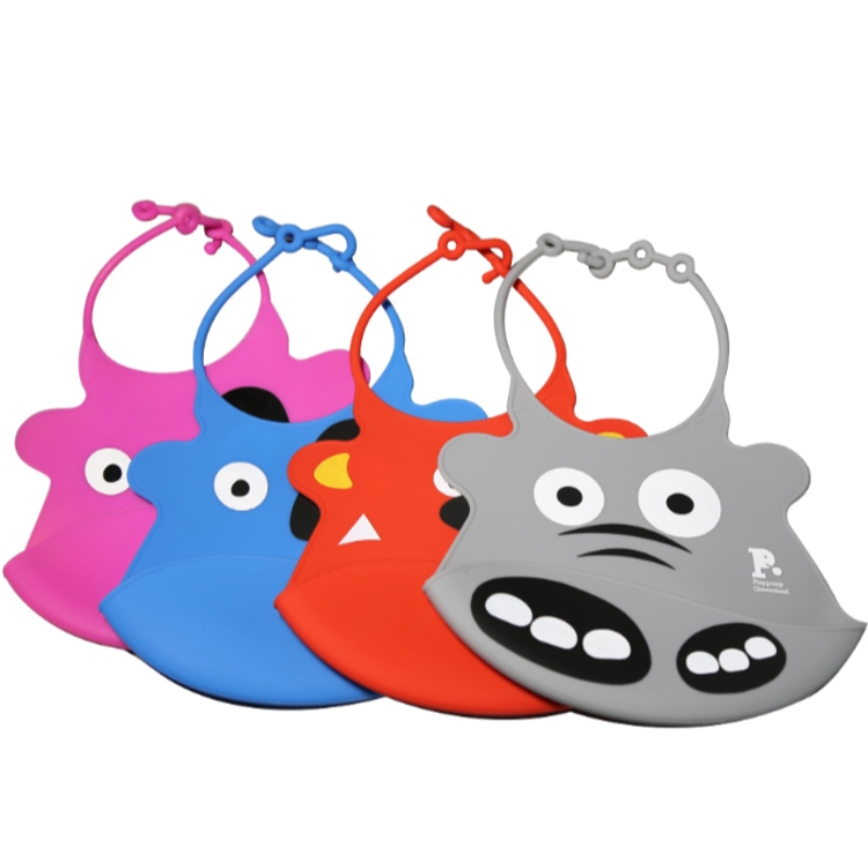 Siliconen slabbetje schattige cartoon siliconen baby mond waterzak siliconen baby cartoon slabbetje baby waterdichte slabbetje