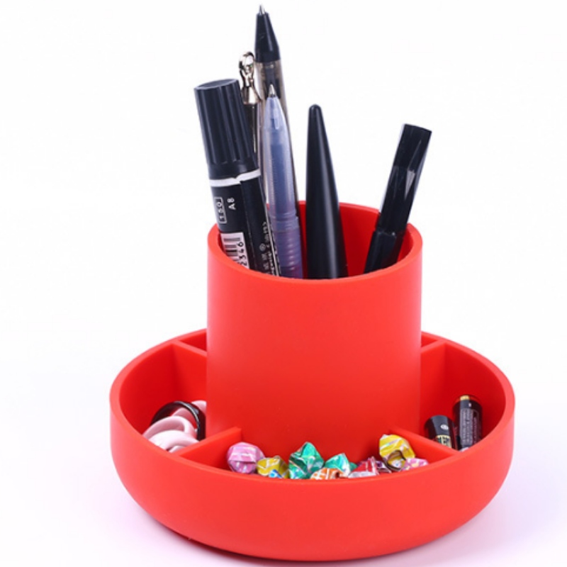 Siliconen pennenbakje ronde multifunctionele pen buis voedsel silicagel desktop kantoorbenodigdheden ontvangen en meubels
