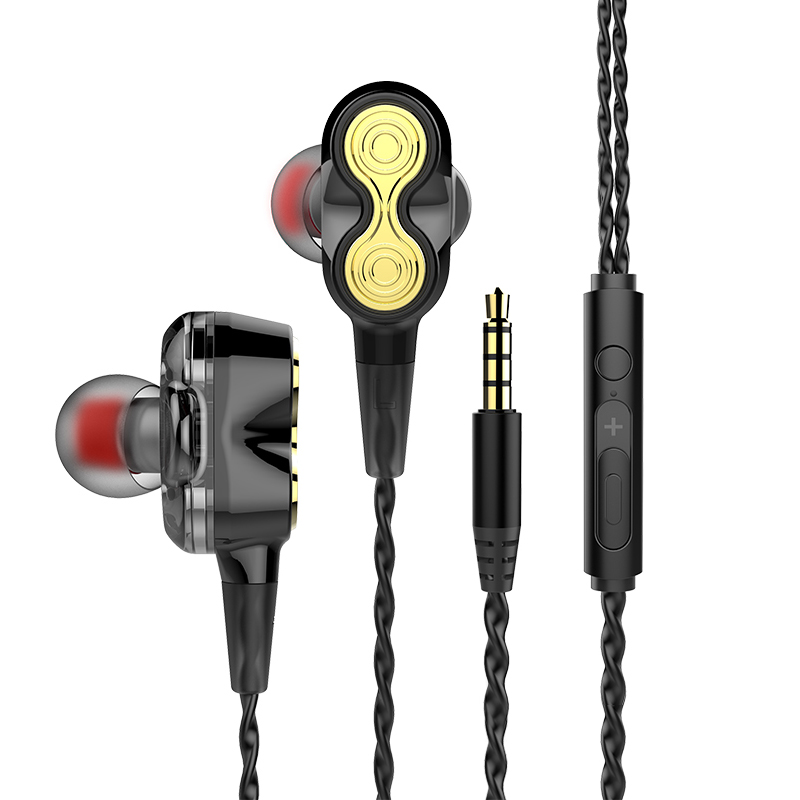 Dual Dynamic Driver Stereo HiFi Muziek Bedrade oordopjes