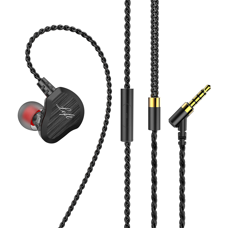 Nieuwe dual driver frequentieverdeling luidspreker stereogeluidskwaliteit hifi oorhaak bedrade oortelefoon