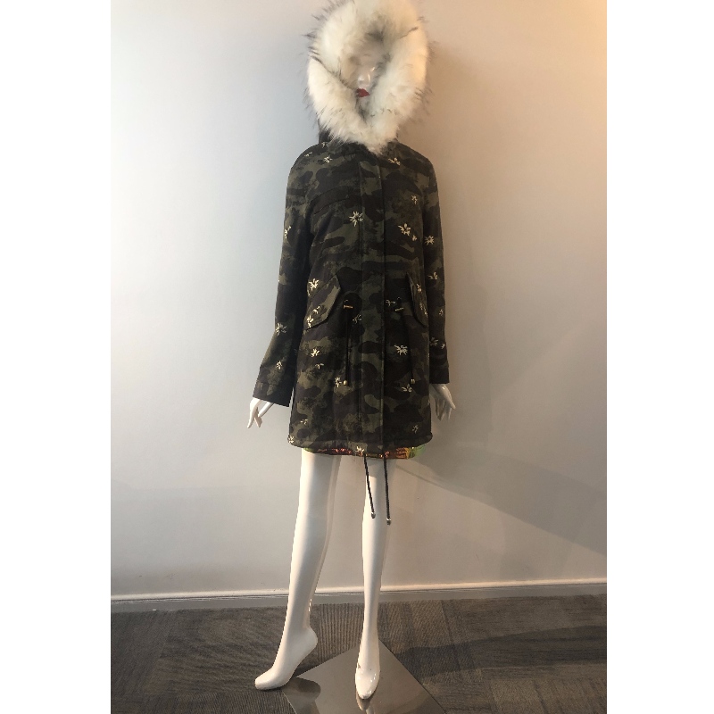 CAMO HOODED COAT DAMES RLWPC0034