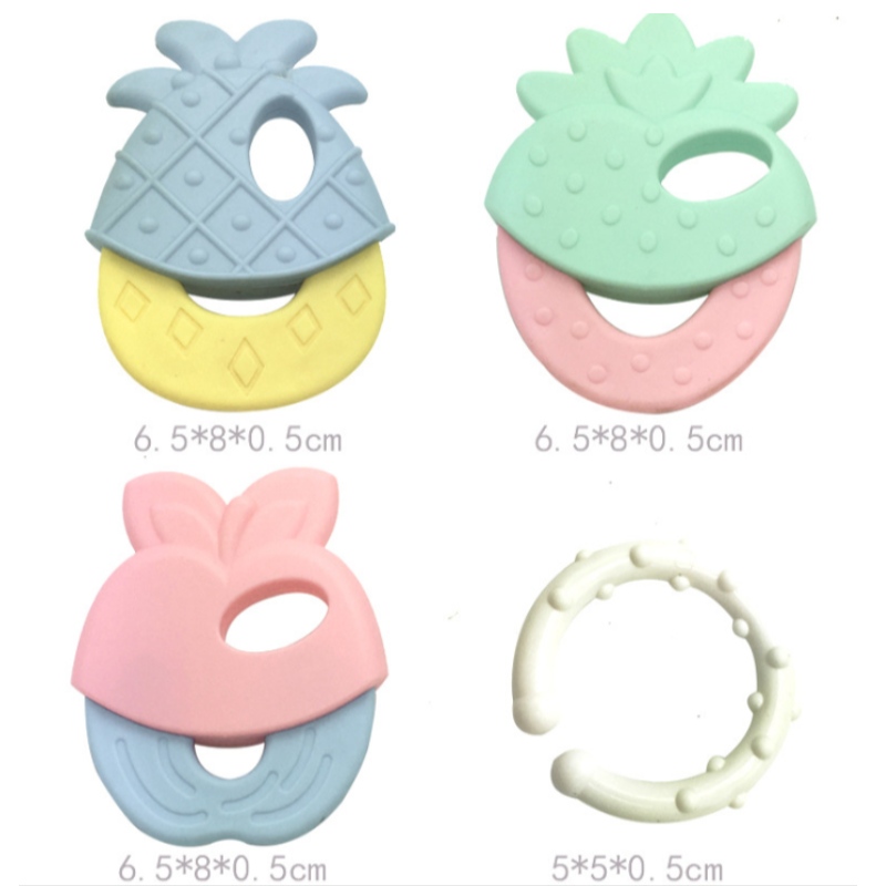 Siliconen babygom slijpstok pasgeboren fruit gom speelgoed macaron beltonen accessoires