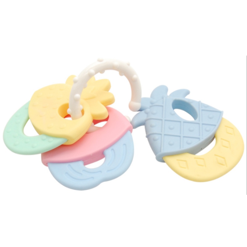Siliconen babygom slijpstok pasgeboren fruit gom speelgoed macaron beltonen accessoires