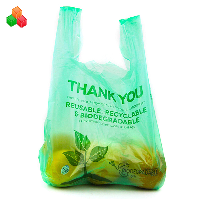 Promotie op maat Logo gekleurd niet giftig 100% composteerbaar biologisch afbreekbaar pe + d2w plastic afval weigeren boodschappentas roll
