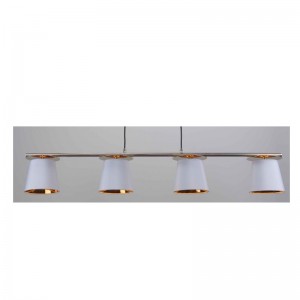 hanglamp met stoffen kap, witte kap in goud