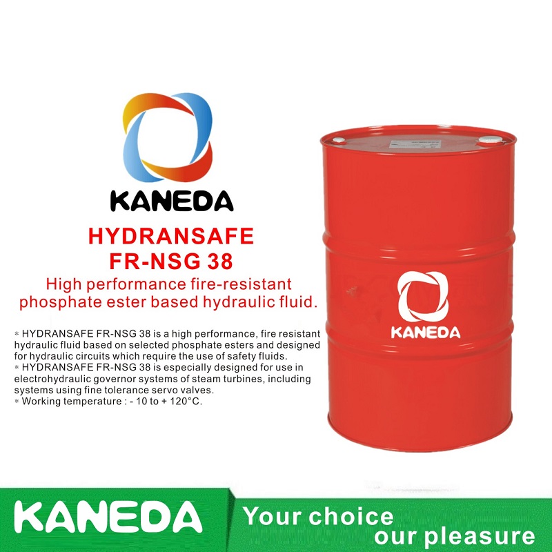 KANEDA HYDRANSAFE FR-NSG 38 Hoogwaardige brandwerende hydraulische vloeistof op fosfaatesterbasis.