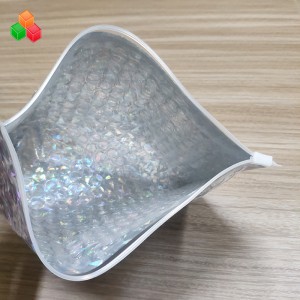 aangepaste grootte mode waterdichte ritssluiting laser film bubble zak / schokbestendig laser vrouw make-up / geschenk bubble rits tas