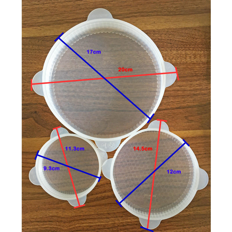 Set van voedselkwaliteit van 3 Reubruikbare Lids Bowl Silicon Seal Covers