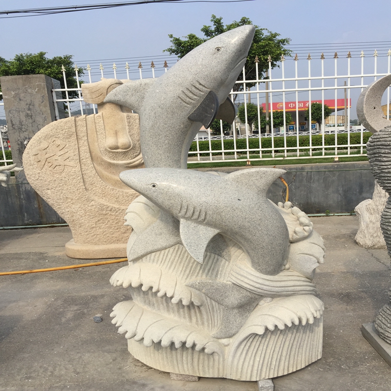 Grootschalige Dinosaur Dolphin Shark Stone Carvings en sculpturen Natural Pure handwork Artwork