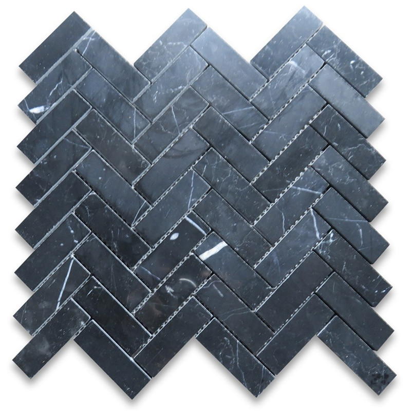 Nero marquina 1x3 visgraatmozaïek gepolijst