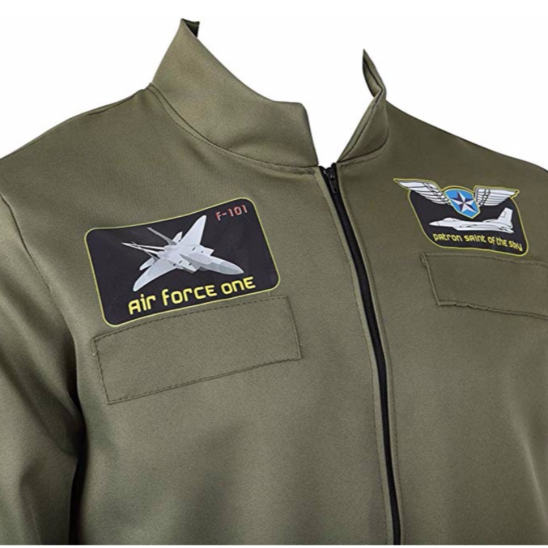 Air Force Fighter Pilot-jumpsuit voor heren, kostuums voor volwassenen met geborduurde patches en zakken