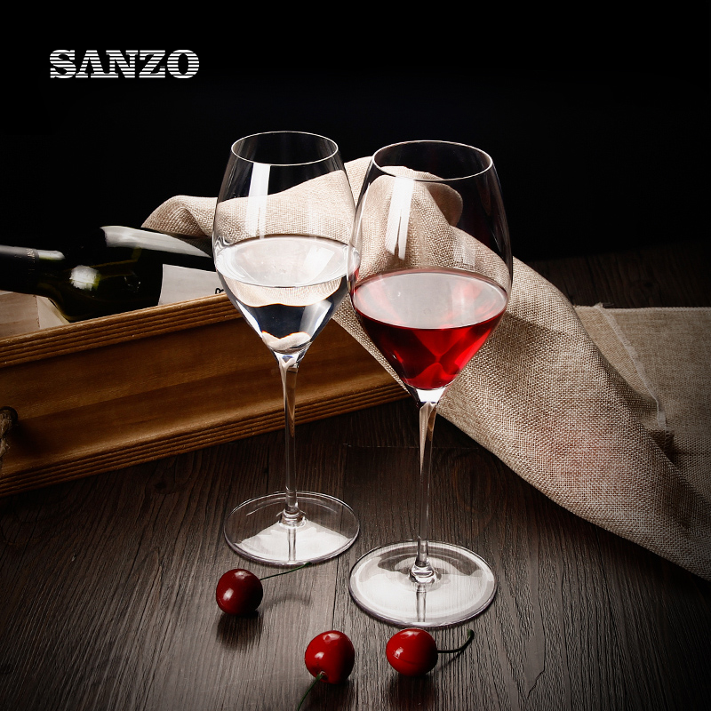 SANZO Zwart rood wijnglas Handgemaakt Loodvrij Kristalblauw gekleurde steelglazen Thermische glazen