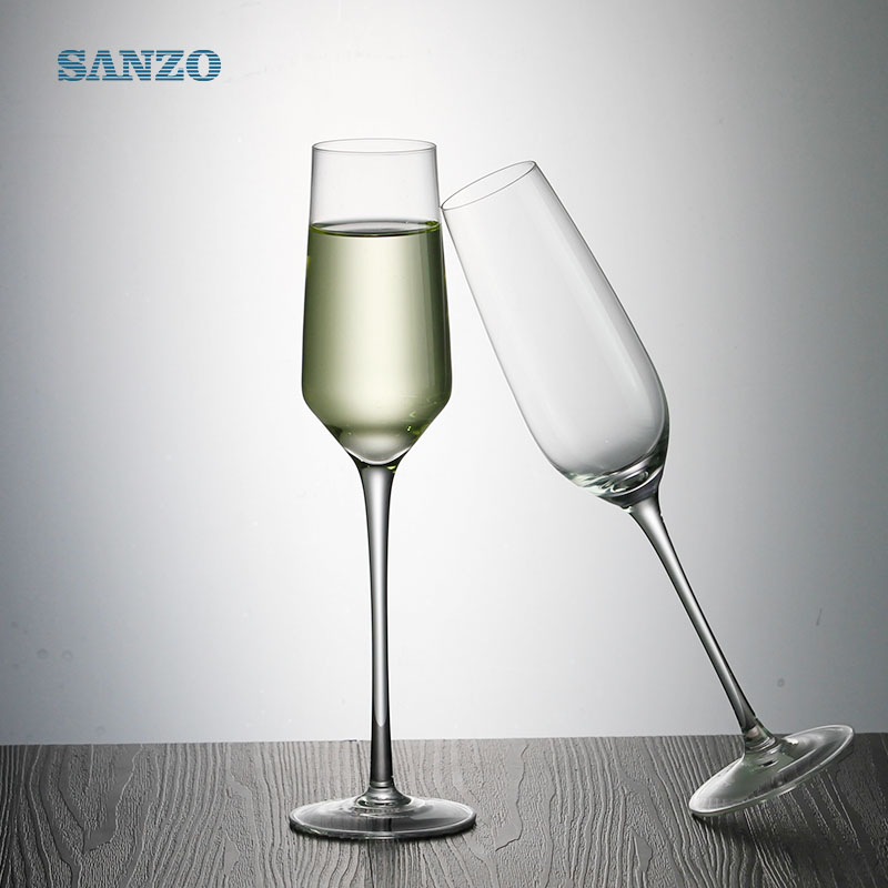 SANZO Bohemen Crystal Aangepaste Handgemaakte Clear Groothandel Champagneglazen Promotionele Hot Selling Goedkope Champagneglazen