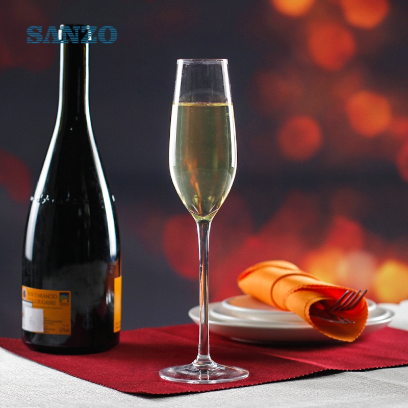 SANZO Blue Stem Champagne Flute Aangepaste handgemaakte Champagne Goblet glazen promotionele hete verkopende goedkope Champagne fluiten