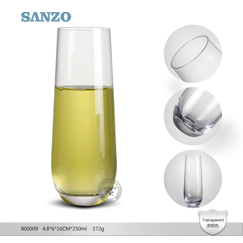 SANZO Black Stem Champagne Flute Customized Clear Champagne Flutes Plastic Champagne