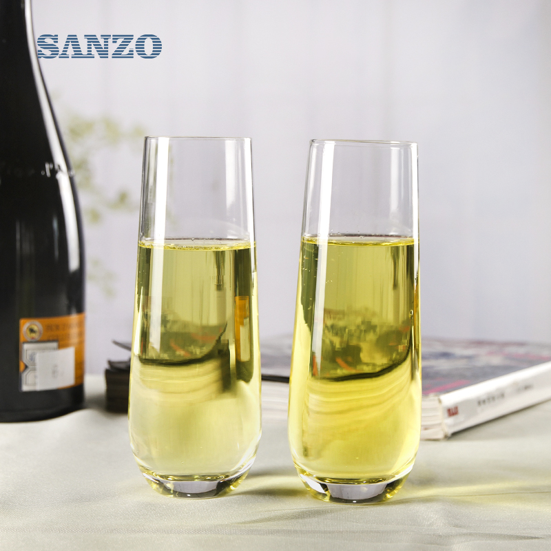 SANZO Black Stem Champagne Flute Customized Clear Champagne Flutes Plastic Champagne