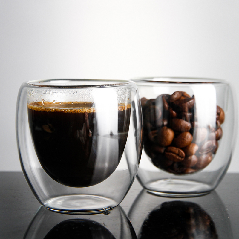 Aangepast glaswerk Fabrikant Groothandel handgemaakte koffiekopje Dubbelwandige glazen beker