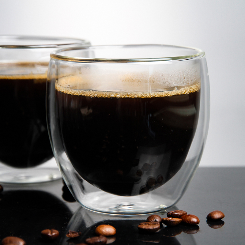 Sanzo Handgemaakt Hittebestendig Borosilicaatglas Helder Dubbelwandig Koffiekopje Koffiekopje Koffiekopje 350ml