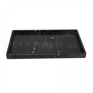 Hoge kwaliteit zwart rechthoekig marmeren dienblad