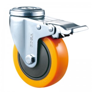 Medium Duty - Verchroomde behuizing met geel Diamand TPE wiel