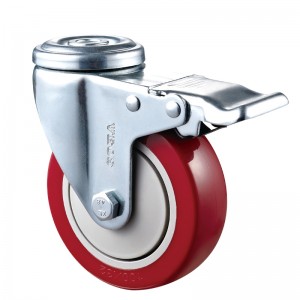 Medium Duty - Verchroomde behuizing met rode Diamand TPE wiel