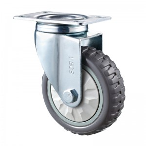 Medium Duty - Verchroomde behuizing met grijs Diamand TPE-wiel