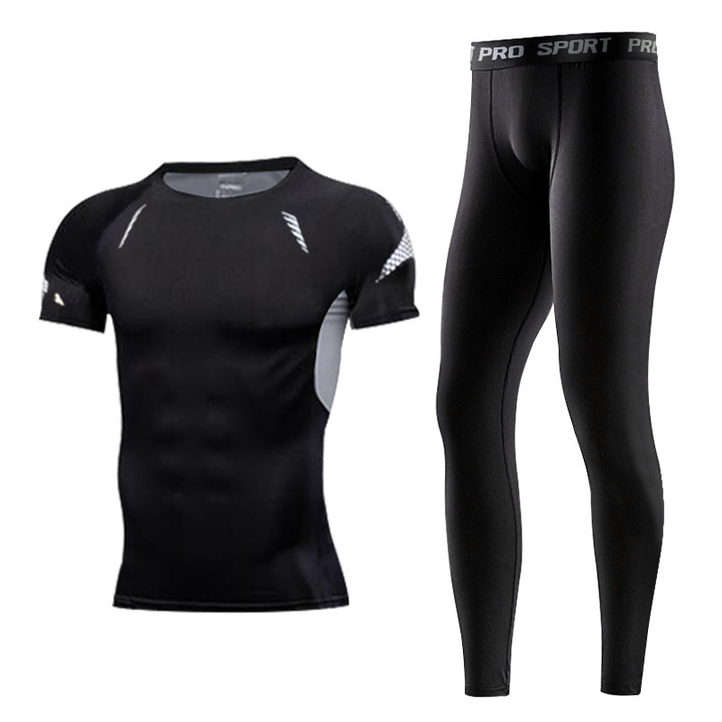 FDMM005-Heren sportset compressieshirt + broek