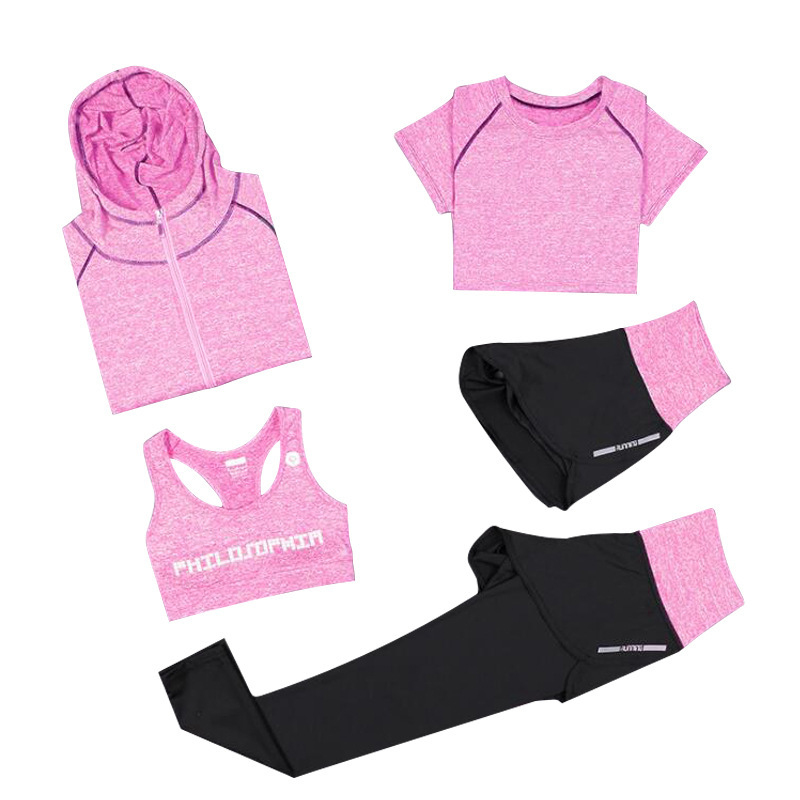 FDMF001 - Dames 5-delige sportpakken Fitness Yoga Running atletische trainingspakken