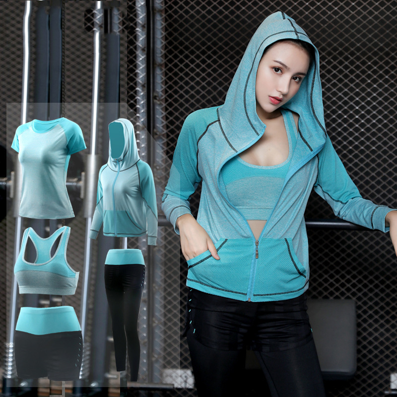 FDMF002 - 5-delige sportpakken voor dames Fitness Yoga Running atletische trainingspakken