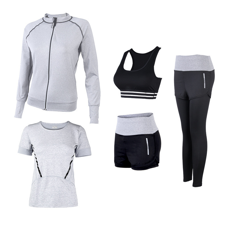 FDMF004 - 5-delige sportpakken voor dames Fitness Yoga Running atletische trainingspakken