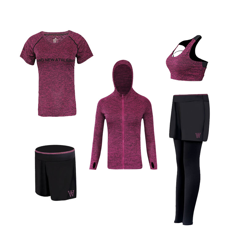 FDMF007 - 5-delige sportpakken voor dames Fitness Yoga Running atletische trainingspakken