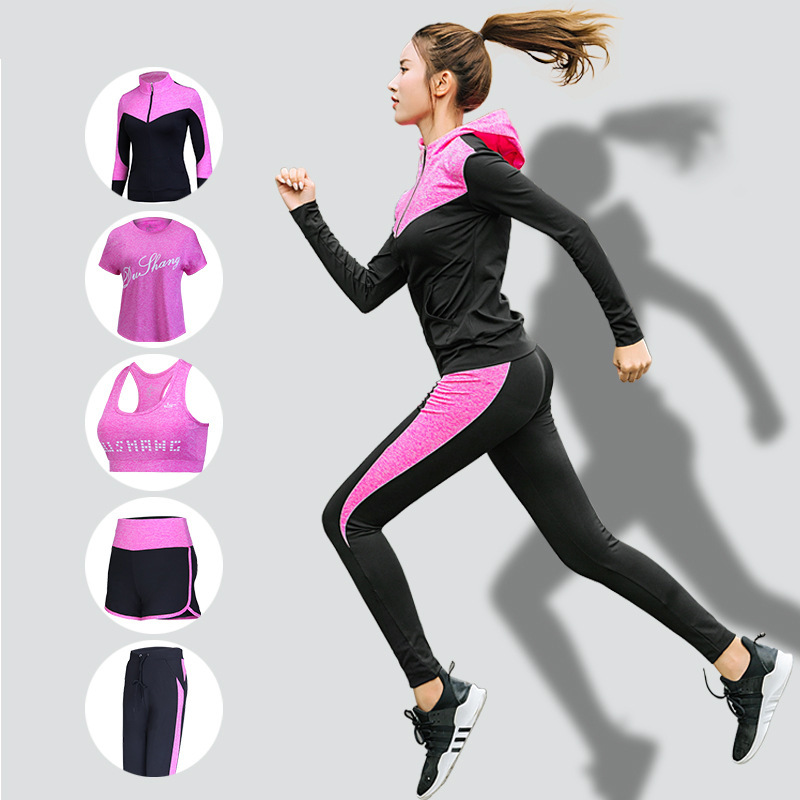 FDMF008 - 5-delige sportpakken voor dames Fitness Yoga Running atletische trainingspakken