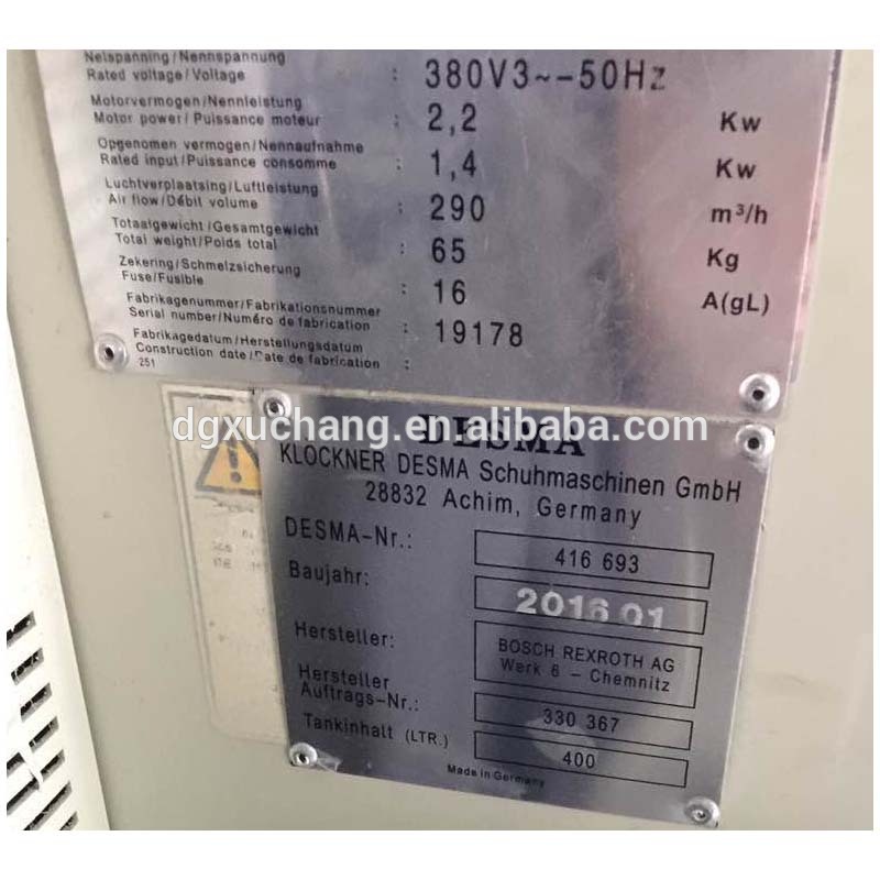 Spuitgieten Duitsland desma schoenmachine voor rubber TPU PU