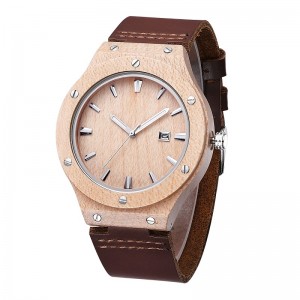 Nature Wood Watch Man Analoog quartz lederen band Fashion Novel Zebra Watch Heren Modern Cool Clock