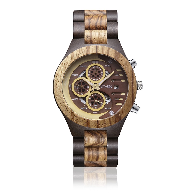 Mode Waterdicht Goud Kwarts Hout Horloge Roestvrij staal Horloges Hout Custom