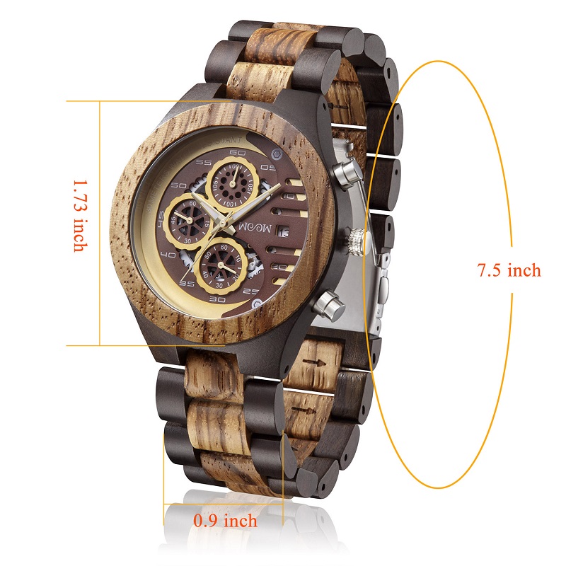 Mode Waterdicht Goud Kwarts Hout Horloge Roestvrij staal Horloges Hout Custom