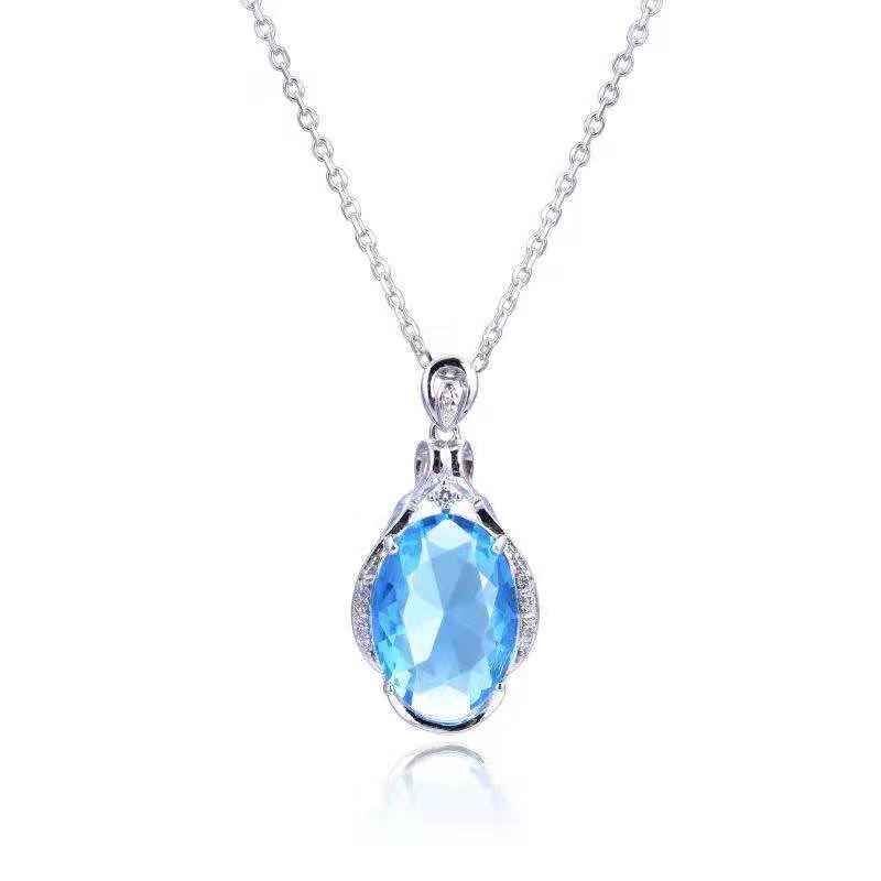 Sterling zilveren imitatie sieraden licht saffier hanger vrouwen ketting