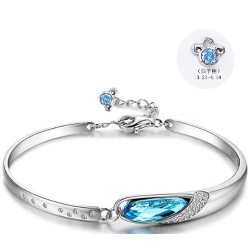 Sterling zilver 925 zodiac saffier zirconia edelsteen dames armband 101