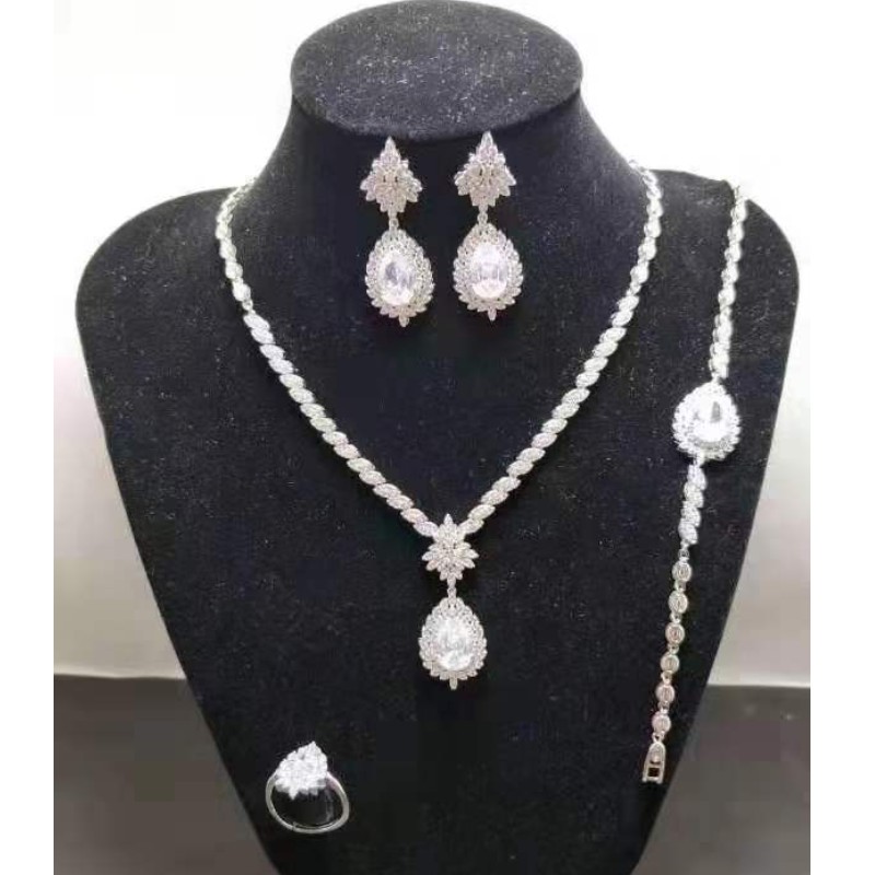 Bruiloft sieraden sets voor bruiden Indiase bruiloft sieraden huwelijksgeschenken 925 sterling zilveren zirconia voor vrouwen