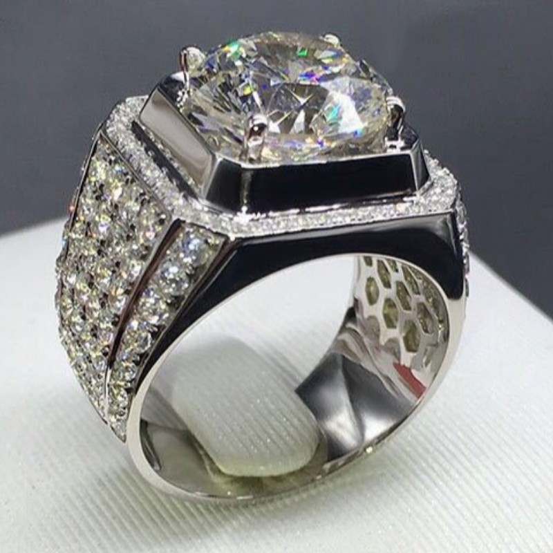 Heren ringen zirconia heren verlovingsringen 925 sterling zilveren belofte ringen voor heren heren trouwringen