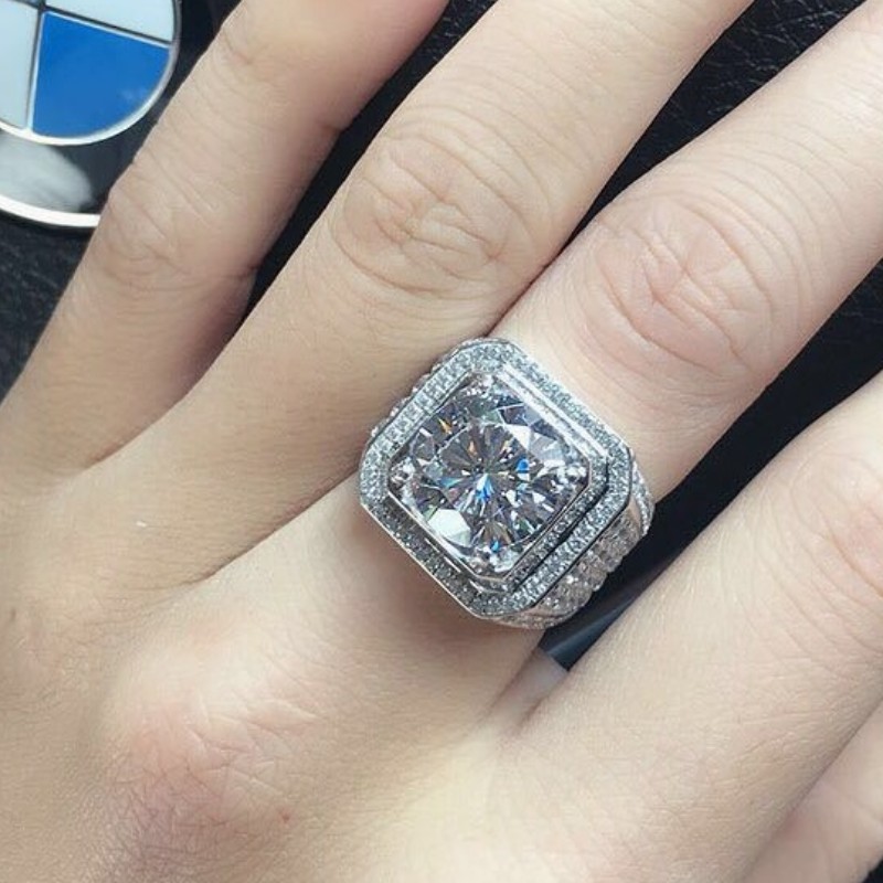 Heren ringen zirconia heren verlovingsringen 925 sterling zilveren belofte ringen voor heren heren trouwringen