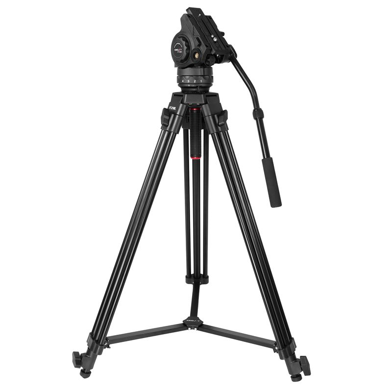 KINGJOY 3-delig professioneel zwaar video-statief VT-2100L met vloeistofdempende kop VT-3550 voor camcorder