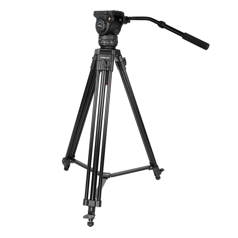 KINGJOY 3-delig professioneel zwaar video-statief VT-2100L met vloeistofdempende kop VT-3550 voor camcorder