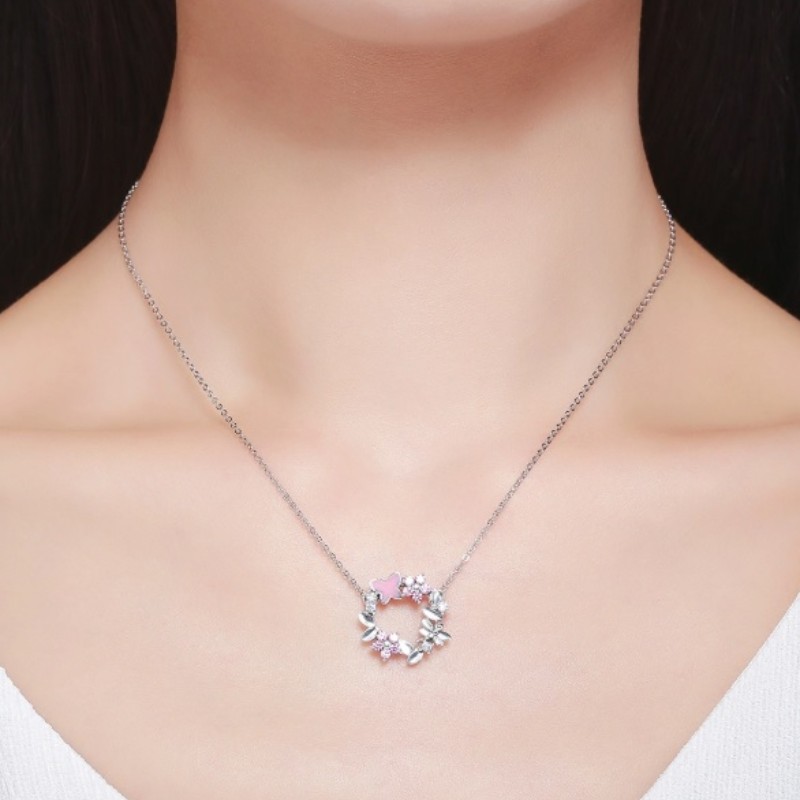 Zacht roze rose goud vlinder hart zirconia 925 sterling zilveren hanger
