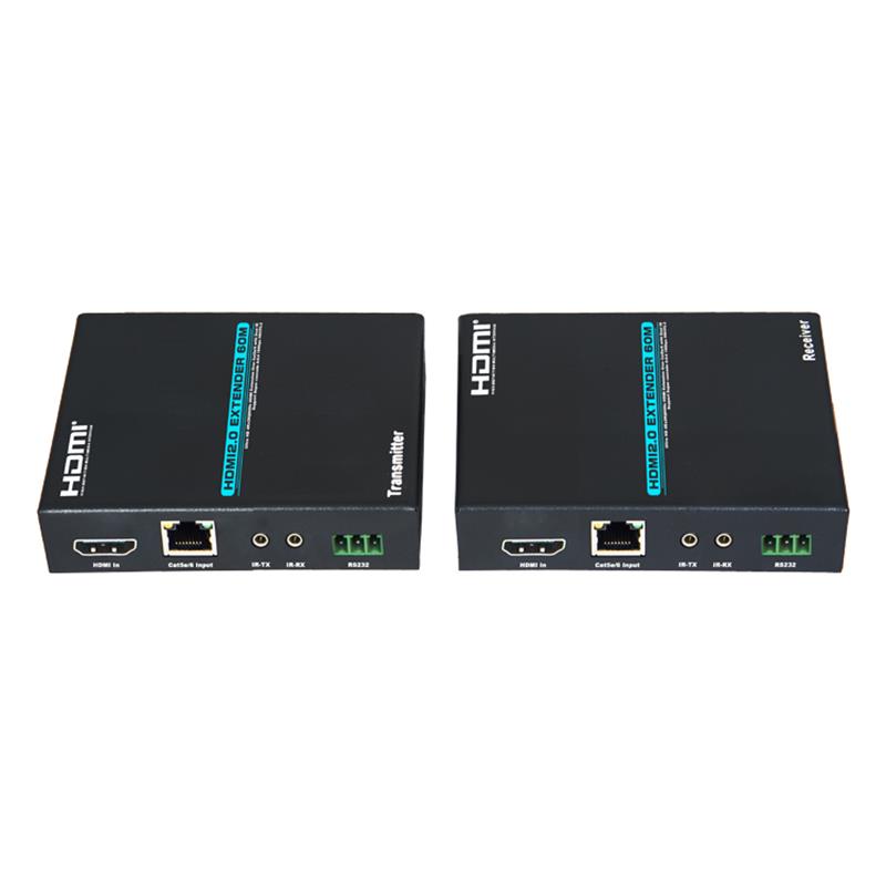 V2.0 HDMI-extender 60 m Ondersteuning voor single cat5e / 6-kabels 4Kx2K @ 60Hz HDCP2.2 Cascade met meerdere ontvangers