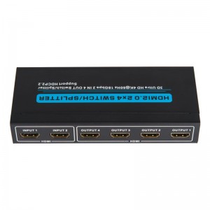 V2.0 HDMI 2x4 Switch \/ Splitter Ondersteuning 3D Ultra HD 4Kx2K @ 60Hz HDCP2.2