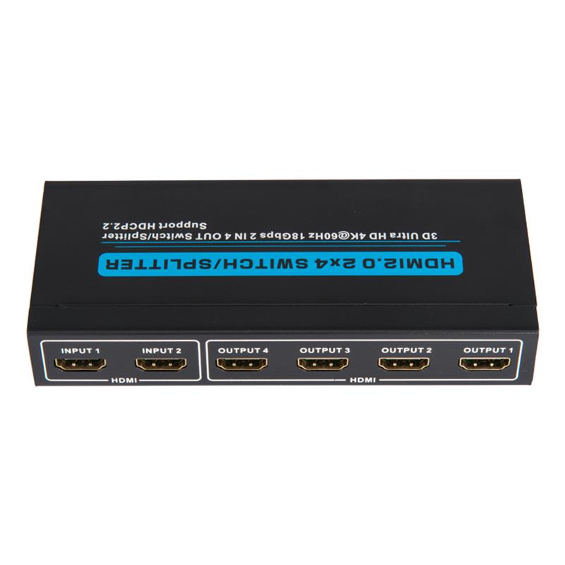 V2.0 HDMI 2x4 Switch / Splitter Ondersteuning 3D Ultra HD 4Kx2K @ 60Hz HDCP2.2