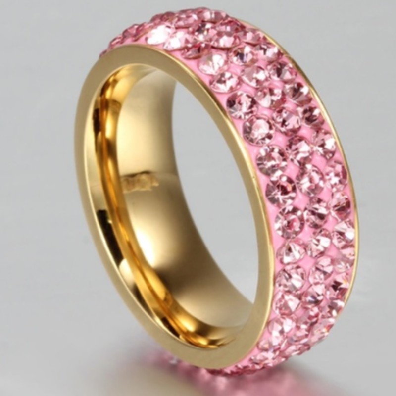 Kristallen band ringen gouden ringen rosé gouden zilveren ringen roze blauwe ringen
