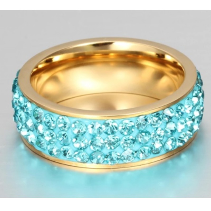 Kristallen band ringen gouden ringen rosé gouden zilveren ringen roze blauwe ringen