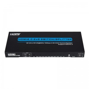 V2.0 HDMI 2x8 Switch \/ Splitter Ondersteuning 3D Ultra HD 4Kx2K @ 60Hz HDCP2.2